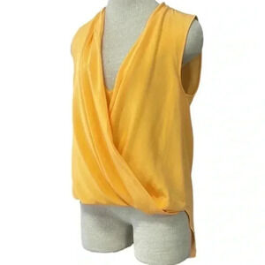 Trina Turk Muriel Silk V Neck Cross Wrap Surplice Neck Blouse